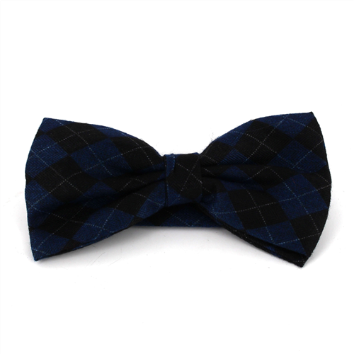 Blue and Black Diamond Pattern Bow Tie