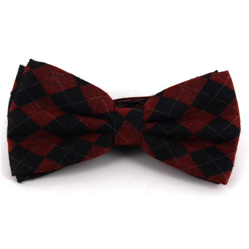 Red and Black Diamond Pattern Bow Tie