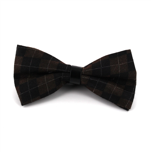 Diamond Pattern Bow Tie with Brown and Black Leather