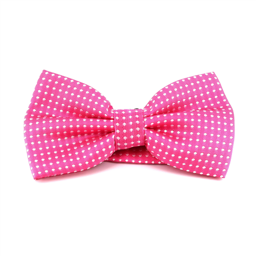 Intense Pink Bow Tie with White Dots