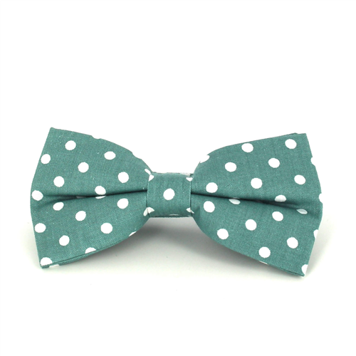 Green Bow Tie with White Polka Dots