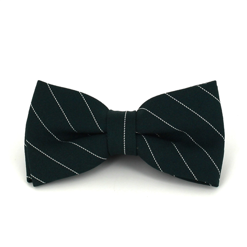 Dark Green Bow Tie with White Stripes