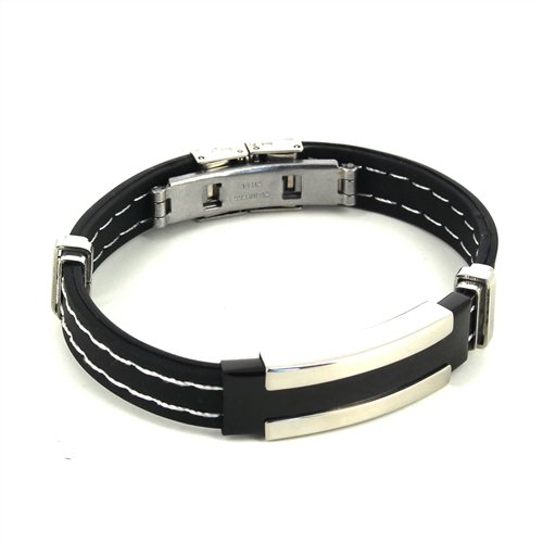 Black Steel and Rubber Bracelet I