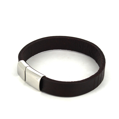 Brown Leather and Steel Bracelet