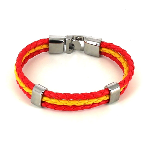 Braided Leather Bracelet Spanish Flag