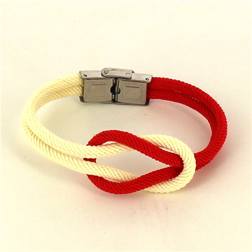 White and Red Knot Bracelet
