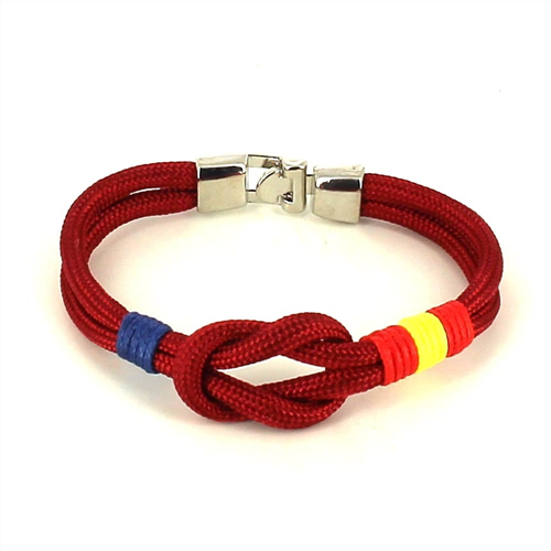 Burgundy Knot Bracelet with Spanish Flag