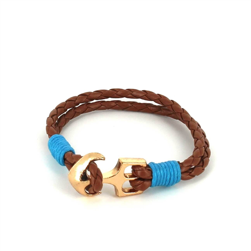Braided Leather Bracelet with Anchor