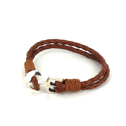 Braided Leather Bracelet with Anchor
