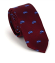 Burgundy Narrow Tie with Cars