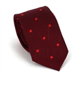 Narrow Red Tie with Crosses and Dots