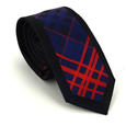 Narrow Tie with Tricolor Geometric Pattern