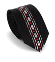 Narrow Black Tie with Vertical Pattern