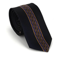 Narrow Black Tie with Vertical Pattern