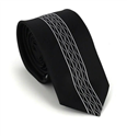 Narrow Black Tie with Vertical Pattern