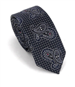 Navy Blue and Black Slim Paisley Tie