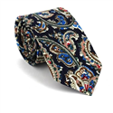 Narrow Dark Blue Paisley Tie
