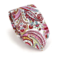Narrow White and Red Paisley Tie