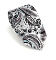Narrow Black and White Paisley Tie