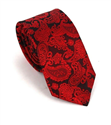Narrow Black and Red Paisley Tie