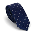 Navy Blue and White Narrow Dog Pattern Tie