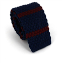Blue Knit Tie with Burgundy Stripes