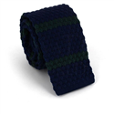 Blue Knit Tie with Green Stripes