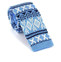 Sky Blue Knit Tie with Winter Print