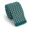 Tie in Turquoise Blue and Gray Checkered Knit