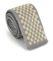 Grey and Beige Checkered Knit Tie