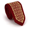 Red and Gold Patterned Knit Tie