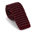 Burgundy Knit Tie with White Dots