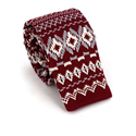 Burgundy Knit Tie with Winter Pattern