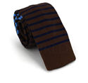 Brown Knit Tie with Fine Stripes