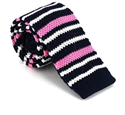 Dark Blue Striped Knit Tie