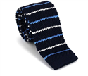 Dark Blue Striped Knit Tie