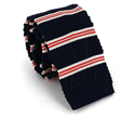 Dark Blue Striped Knit Tie