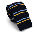 Dark Blue Striped Knit Tie