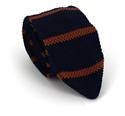 Blue and Brown Striped Knit Tie