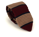 Beige and Brown Striped Knit Tie