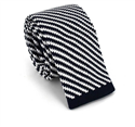 Diagonal Striped Knit Tie in Blue and White