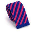 Diagonal Stripe Knit Tie in Blue and Pink