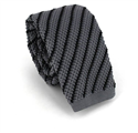 Diagonal Striped Knit Tie in Grey and Black