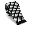 Diagonal Striped Knit Tie in Black and White