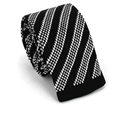 Diagonal Striped Knit Tie in Black and White