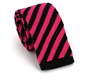 Diagonal Striped Knit Tie in Black and Pink
