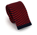 Diagonal Striped Knit Tie in Red and Blue