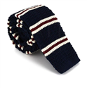 Dark Blue Fine Striped Knit Tie