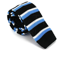 Black, White, and Blue Striped Knit Tie