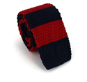 Red and Dark Blue Striped Knit Tie